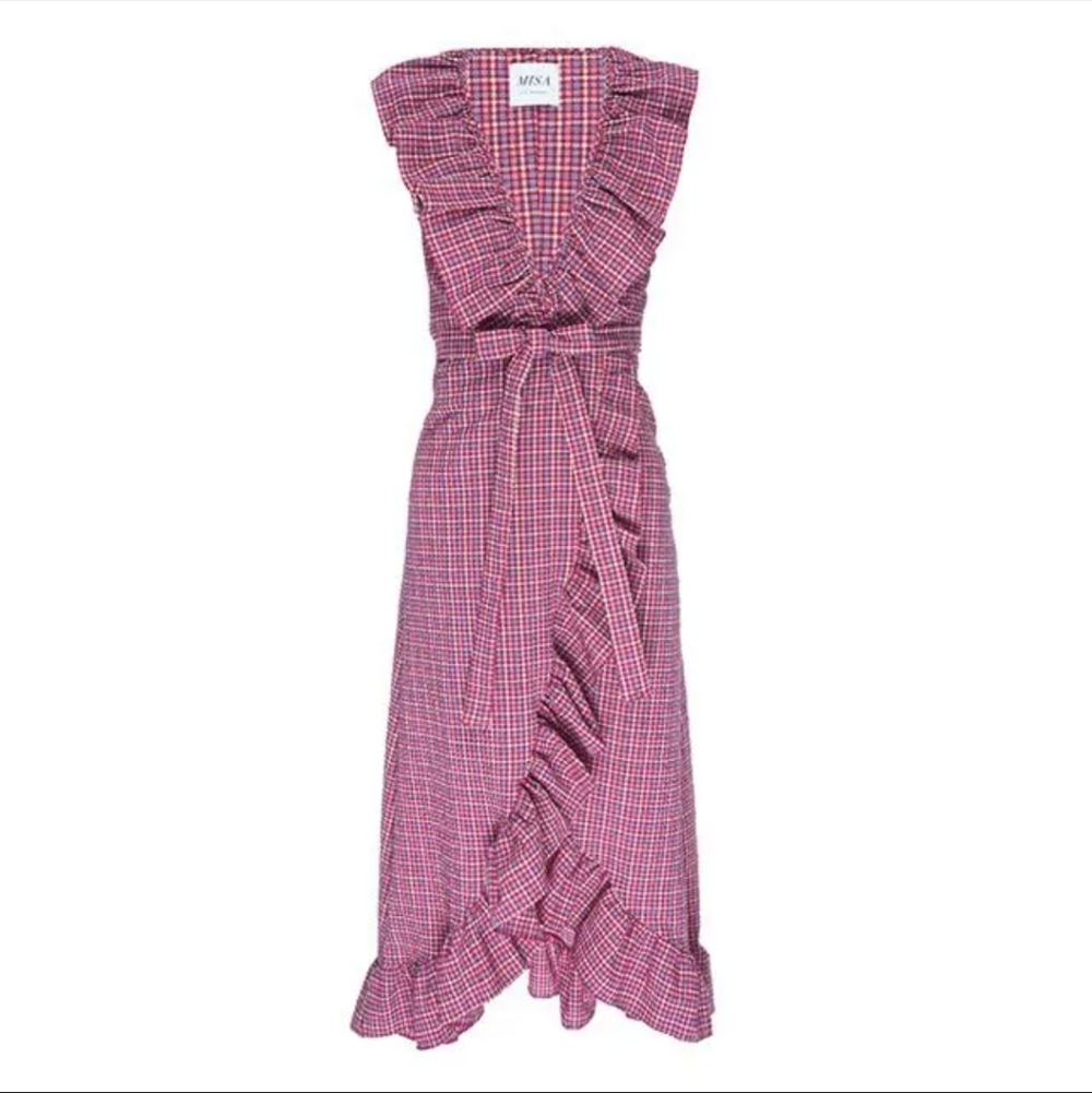 MISA Los Angeles Stella dress in gingham Plaid Medium - Picture 7 of 15